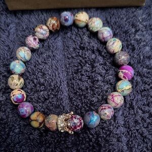 Colorful Beaded Bracelet with Silver Accent